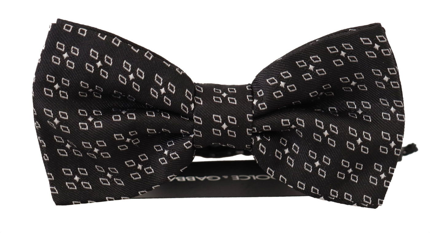 Dolce & Gabbana Schwarz-Weiß gepunktet 100% Seide Hals Papillon Krawatte