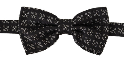 Dolce & Gabbana Schwarz-Weiß gepunktet 100% Seide Hals Papillon Krawatte