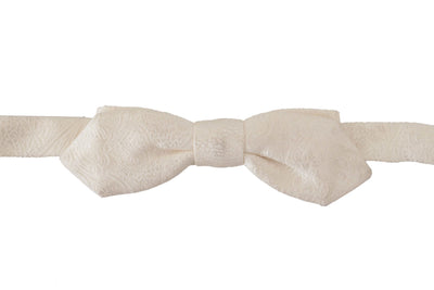 Dolce & Gabbana Weiß 100% Seide Schlank Verstellbare Hals Papillon Krawatte