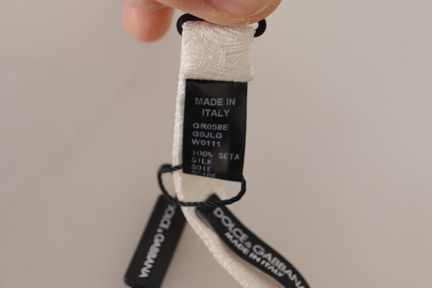 Dolce & Gabbana Weiß 100% Seide Schlank Verstellbare Hals Papillon Krawatte