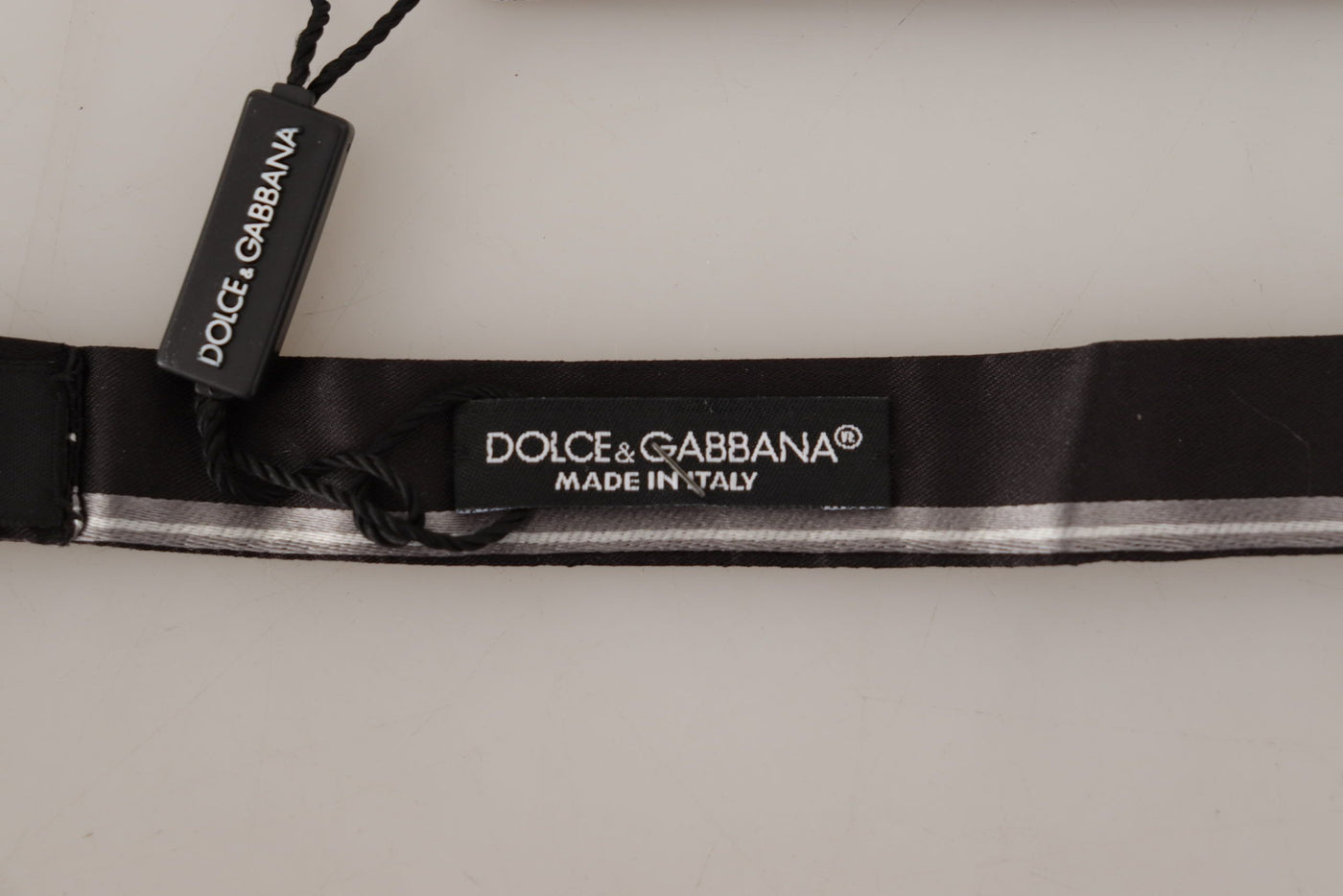 Dolce & Gabbana Schwarz Grau gefüttert 100% Seide Hals Papillon Krawatte