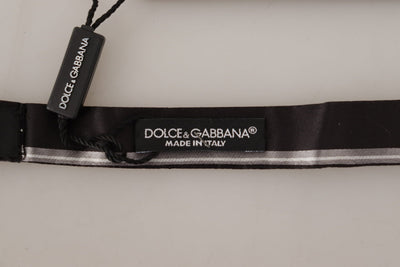 Dolce & Gabbana Schwarz Grau gefüttert 100% Seide Hals Papillon Krawatte