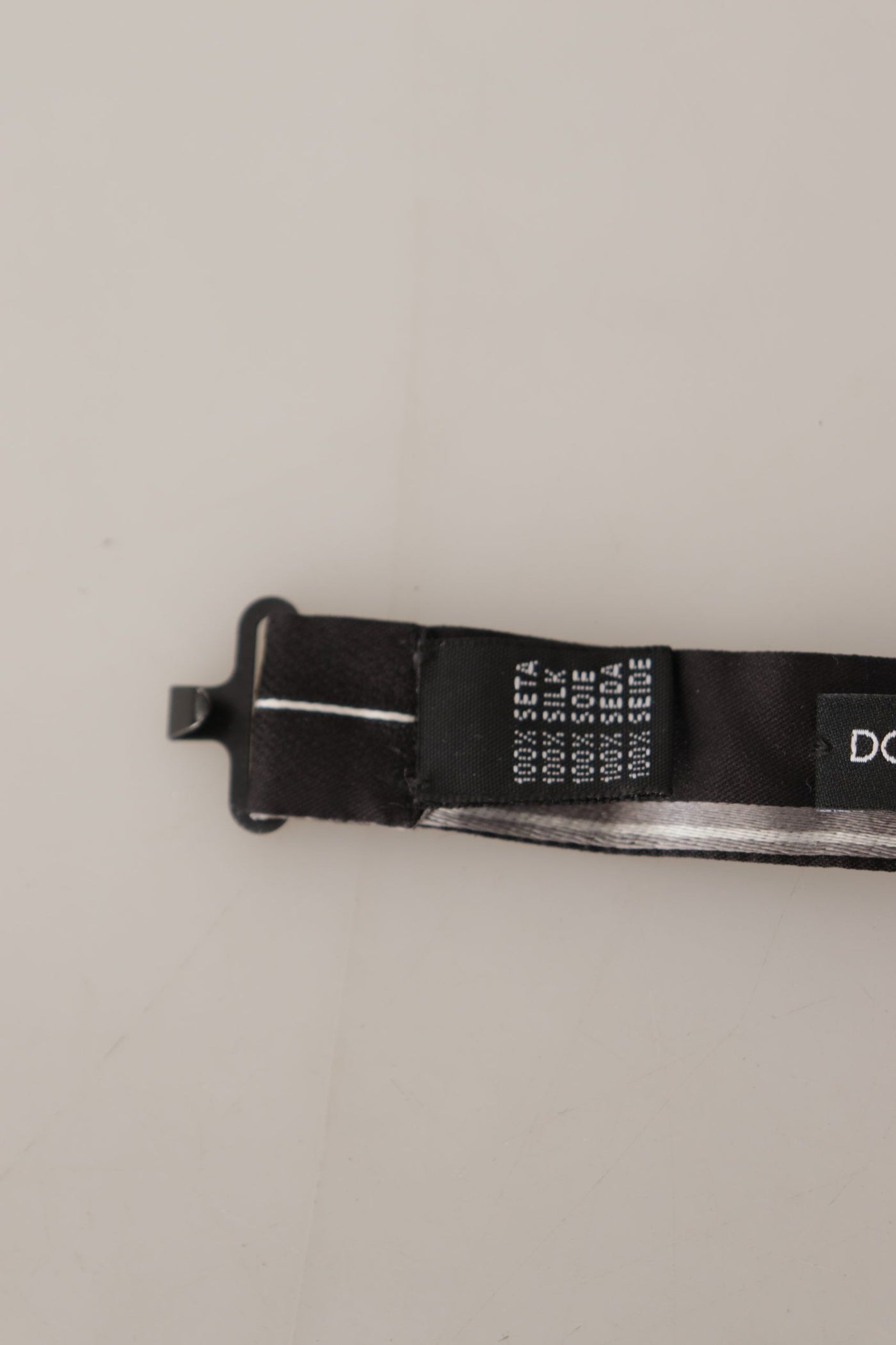 Dolce & Gabbana Schwarz Grau gefüttert 100% Seide Hals Papillon Krawatte