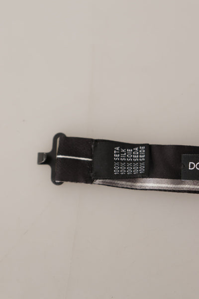 Dolce & Gabbana Schwarz Grau gefüttert 100% Seide Hals Papillon Krawatte
