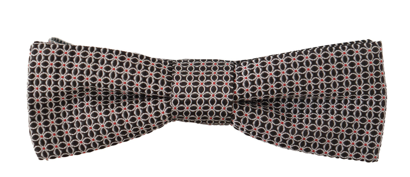 Dolce & Gabbana Schwarz Weiß Blumenmuster Seidenhalskrawatte Papillon
