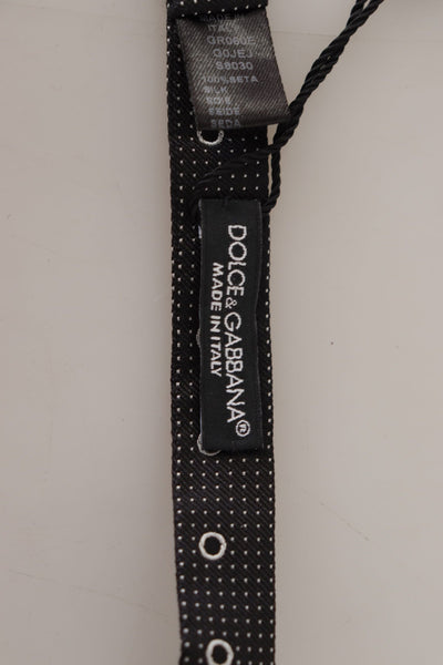 Dolce & Gabbana Schwarz-Weiß gepunktet 100% Seide Hals Papillon Krawatte