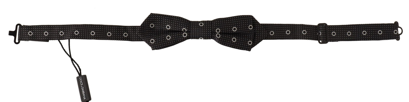 Dolce & Gabbana Schwarz-Weiß gepunktet 100% Seide Hals Papillon Krawatte