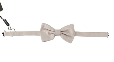 Dolce & Gabbana Grau 100% Seide Verstellbare Hals Papillon Krawatte