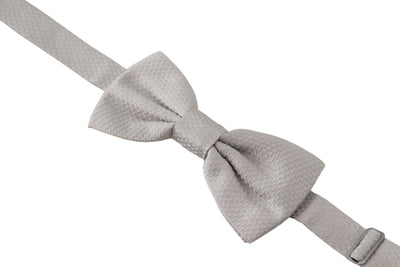 Dolce & Gabbana Grau 100% Seide Verstellbare Hals Papillon Krawatte
