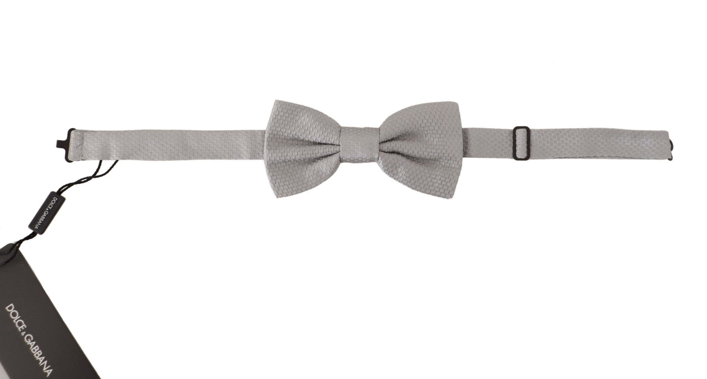 Dolce & Gabbana Grau 100% Seide Verstellbare Hals Papillon Krawatte