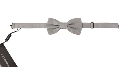 Dolce & Gabbana Grau 100% Seide Verstellbare Hals Papillon Krawatte