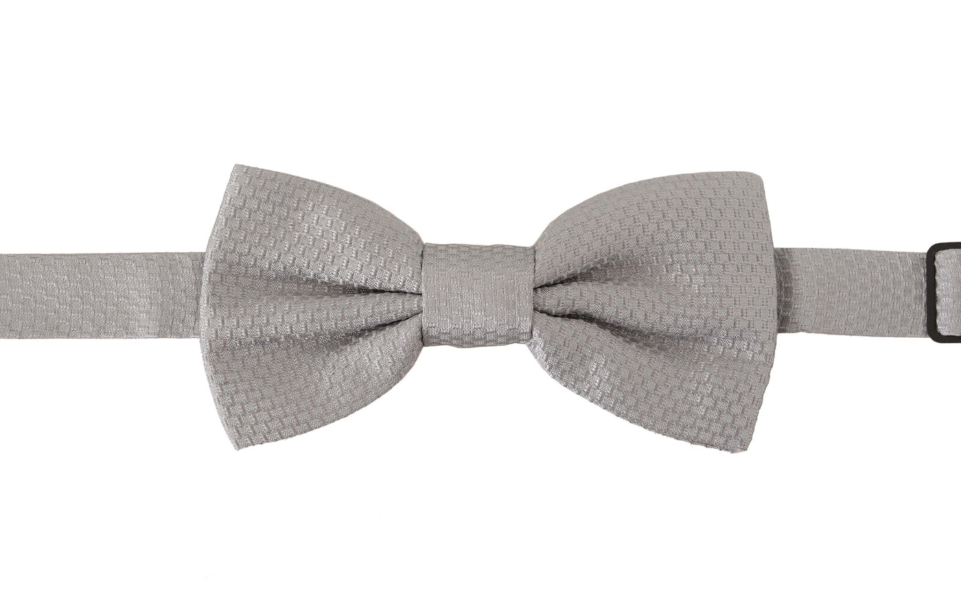 Dolce & Gabbana Grau 100% Seide Verstellbare Hals Papillon Krawatte