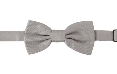 Dolce & Gabbana Grau 100% Seide Verstellbare Hals Papillon Krawatte