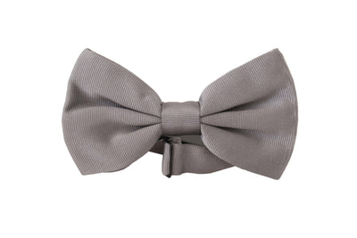 Dolce & Gabbana Grau 100% Seide Verstellbare Hals Papillon Krawatte