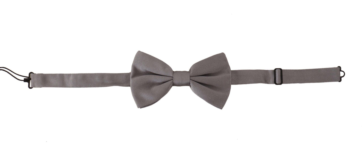 Dolce & Gabbana Grau 100% Seide Verstellbare Hals Papillon Krawatte