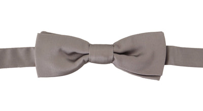 Dolce & Gabbana Silberne 100% Seide Schlank Einstellbare Hals Papillon Krawatte