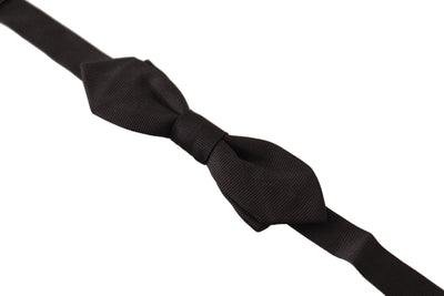 Dolce & Gabbana Schwarze solide 100% Seide Einstellbare Hals Papillon Krawatte