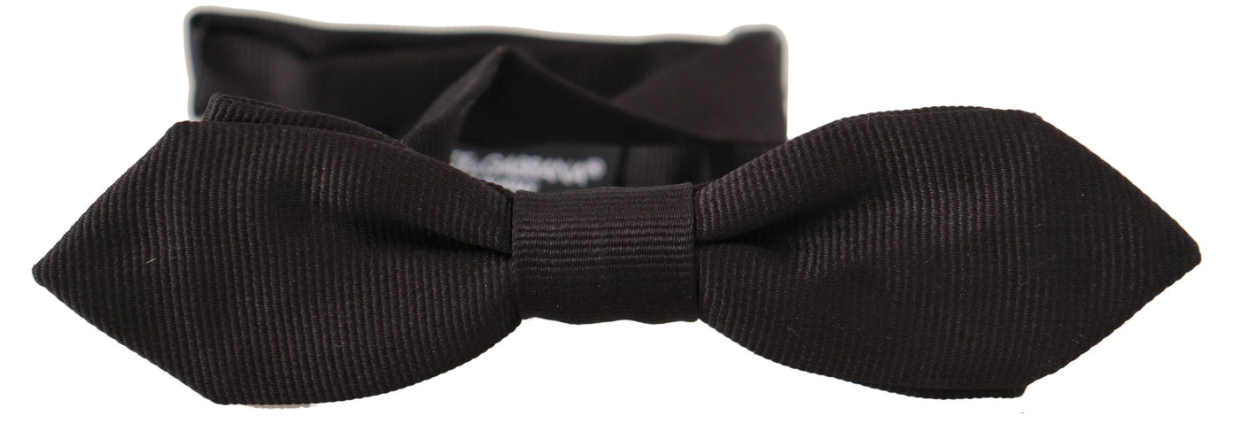 Dolce & Gabbana Schwarze solide 100% Seide Einstellbare Hals Papillon Krawatte