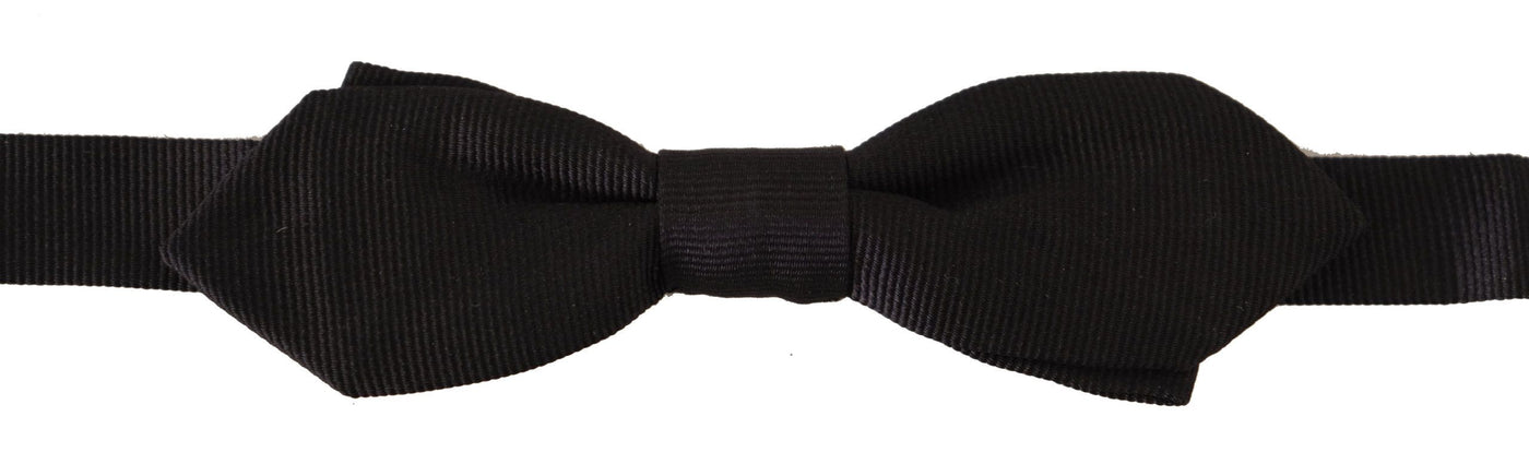 Dolce & Gabbana Schwarze solide 100% Seide Einstellbare Hals Papillon Krawatte