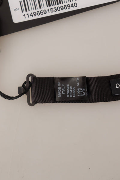 Dolce & Gabbana Schwarze solide 100% Seide Einstellbare Hals Papillon Krawatte