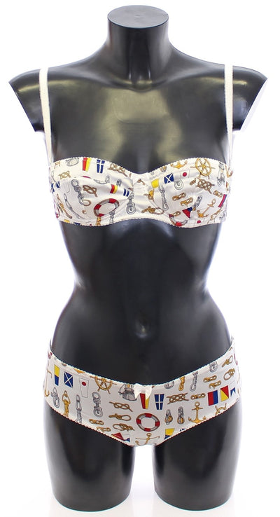 Dolce & Gabbana Weißer Matrosen-BH Panty Stretch-Unterwäsche