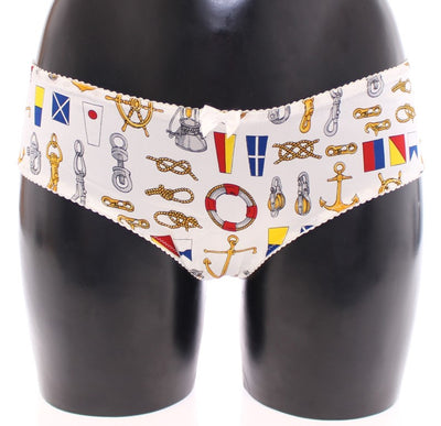 Dolce & Gabbana Weißer Matrosen-BH Panty Stretch-Unterwäsche