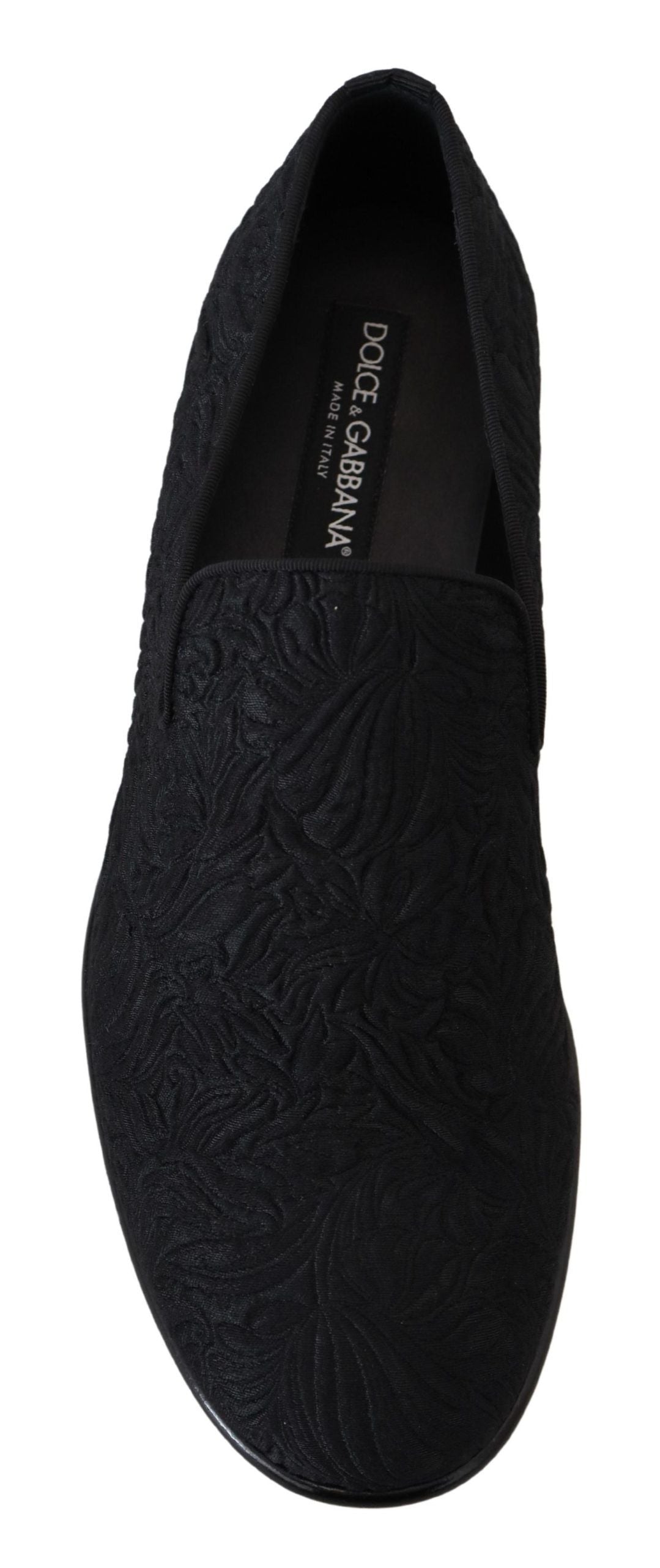 Dolce & Gabbana Schwarz Floral Jacquard Hausschuhe Loafers Schuhe
