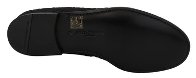 Dolce & Gabbana Schwarz Floral Jacquard Hausschuhe Loafers Schuhe