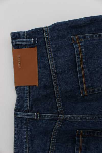 Acht Blaue Waschung Baumwolle Baggy Loose Fit Jeans