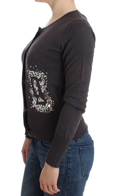 John Galliano Lila Wolle Pailletten Strickjacke Pullover