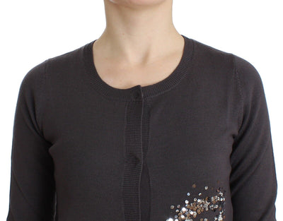 John Galliano Lila Wolle Pailletten Strickjacke Pullover