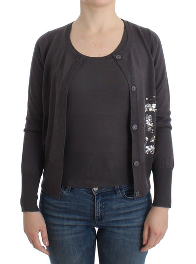 John Galliano Lila Wolle Pailletten Strickjacke Pullover