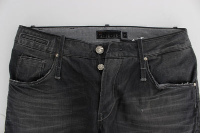 Acht Graue Baumwolle Regular Low Fit Jeans