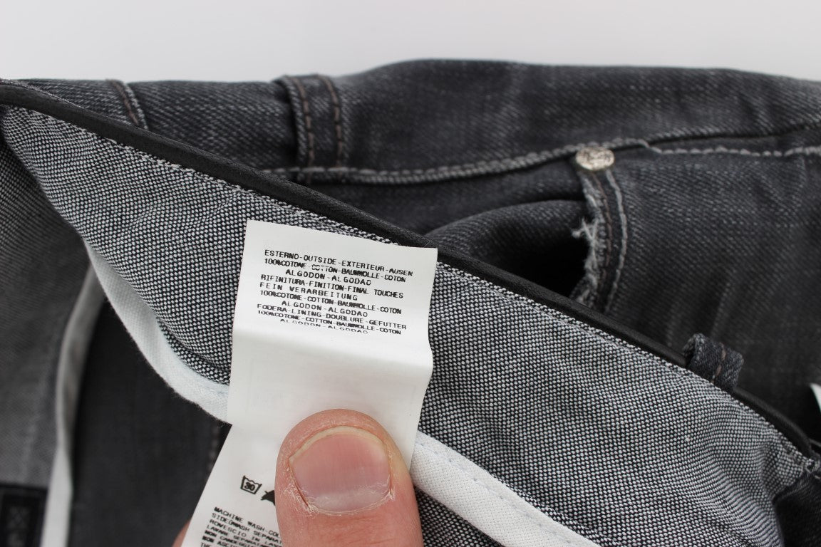 Acht Graue Baumwolle Regular Low Fit Jeans