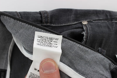 Acht Graue Baumwolle Regular Low Fit Jeans