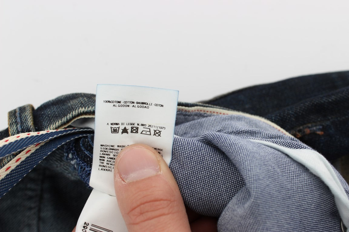 Acht Blaue Baumwollwaschung Regular Straight Fit Jeans