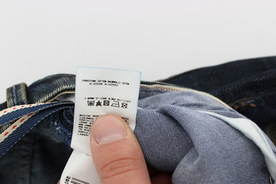 Acht Blaue Baumwollwaschung Regular Straight Fit Jeans