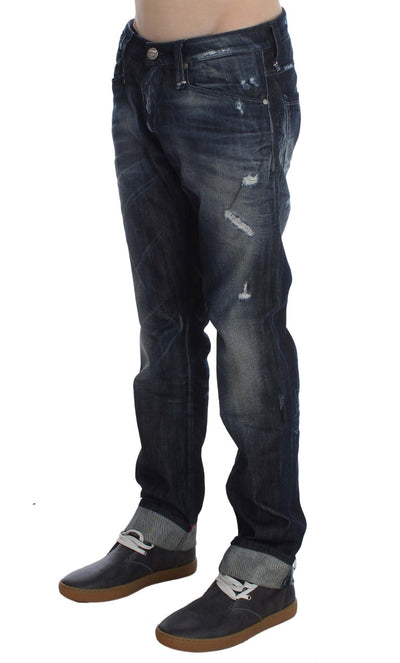 Acht Blaue Baumwolle Regular Straight Fit Jeans