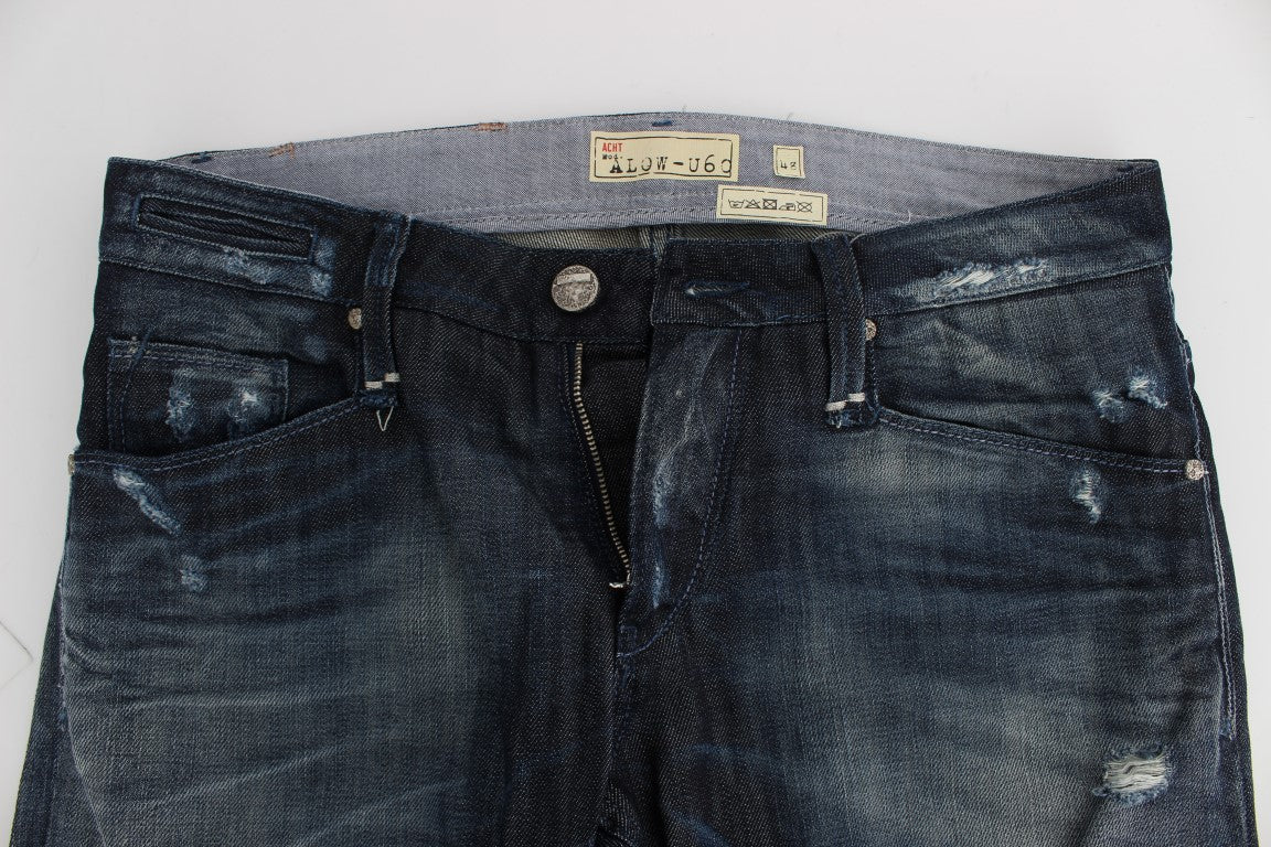 Acht Blaue Baumwolle Regular Straight Fit Jeans