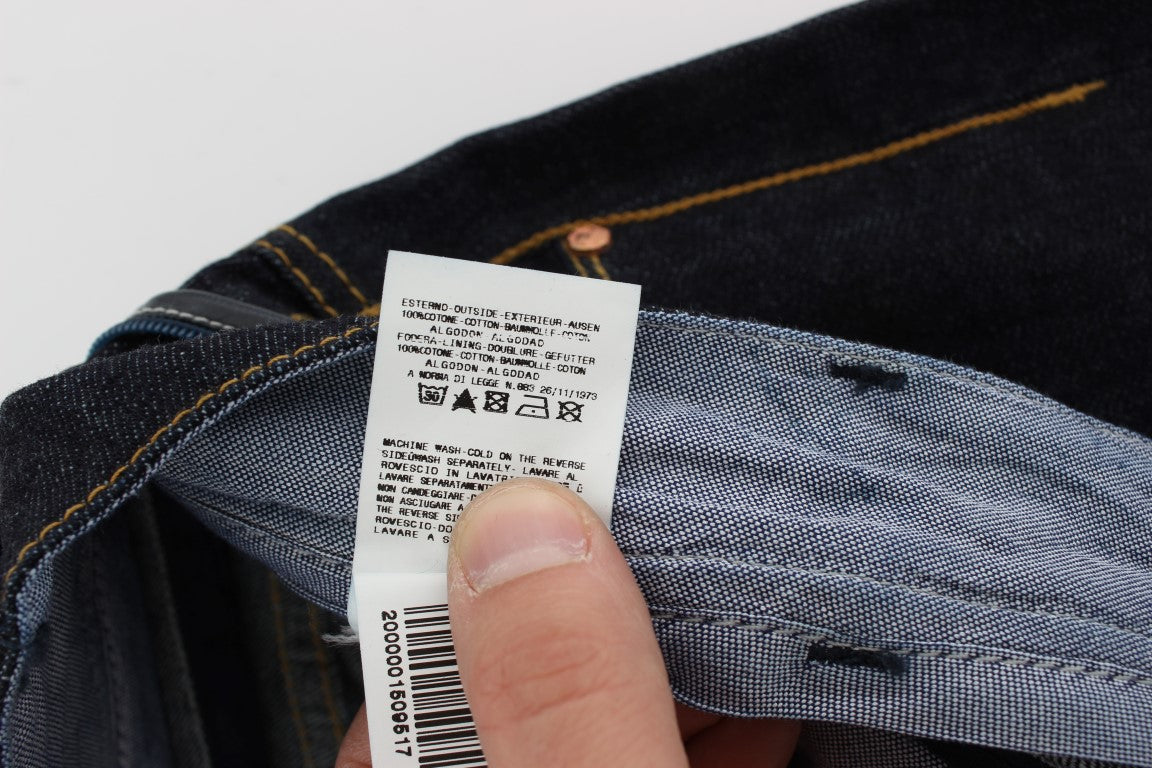 Acht Blaue Baumwolle Regular Straight Fit Jeans