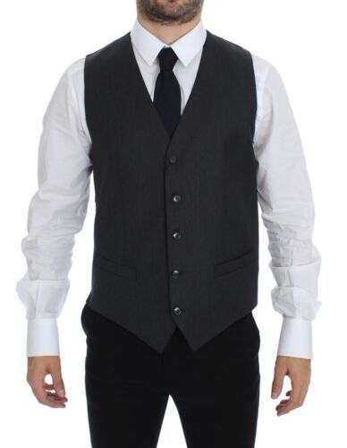 Dolce & Gabbana Graue Wolle Formal Dress Vest Gilet Weste