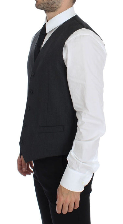 Dolce & Gabbana Graue Wolle Formal Dress Vest Gilet Weste