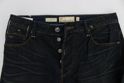 Acht Blaue Waschung Baumwolle Denim Straight Fit Jeans