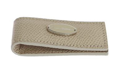 Dolce & Gabbana Beige Leder Magnet Geldklammer