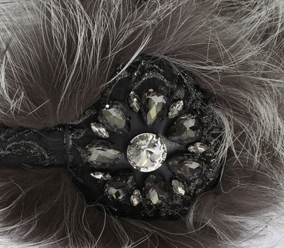 Dolce & Gabbana Grauer Fuchs Pelz Kristall Ohrenschützer
