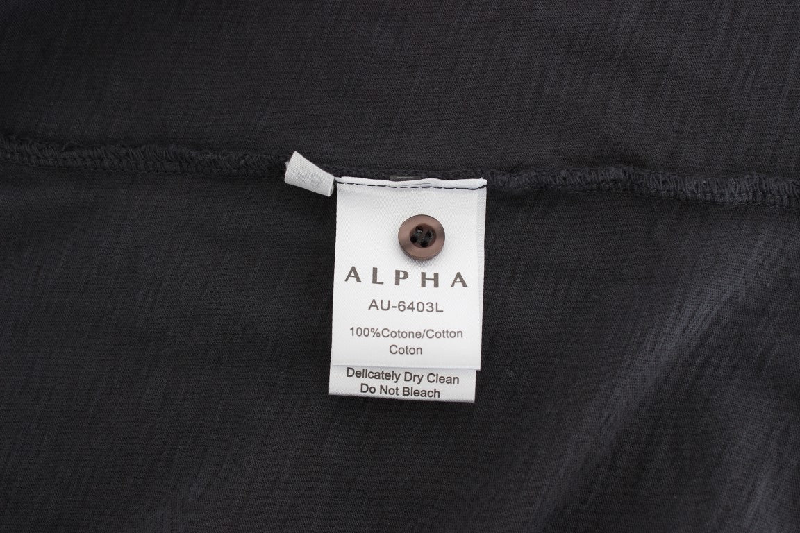Alpha Massimo Rebecchi Graues Baumwollhemd mit Knopfleiste