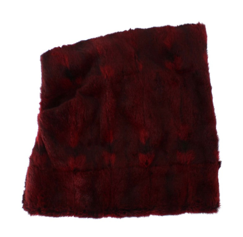 Dolce & Gabbana Bordeaux Hamster Pelz Häkelkapuze Schal Mütze