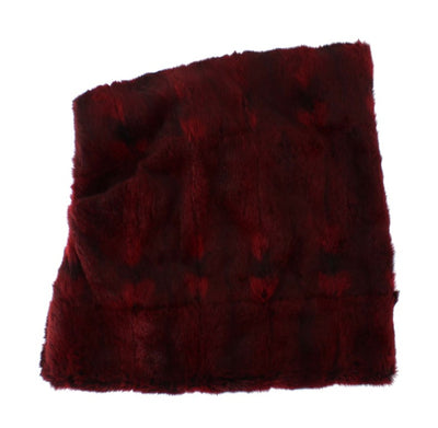 Dolce & Gabbana Bordeaux Hamster Pelz Häkelkapuze Schal Mütze