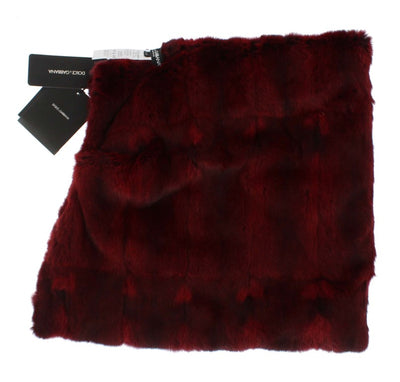 Dolce & Gabbana Bordeaux Hamster Pelz Häkelkapuze Schal Mütze
