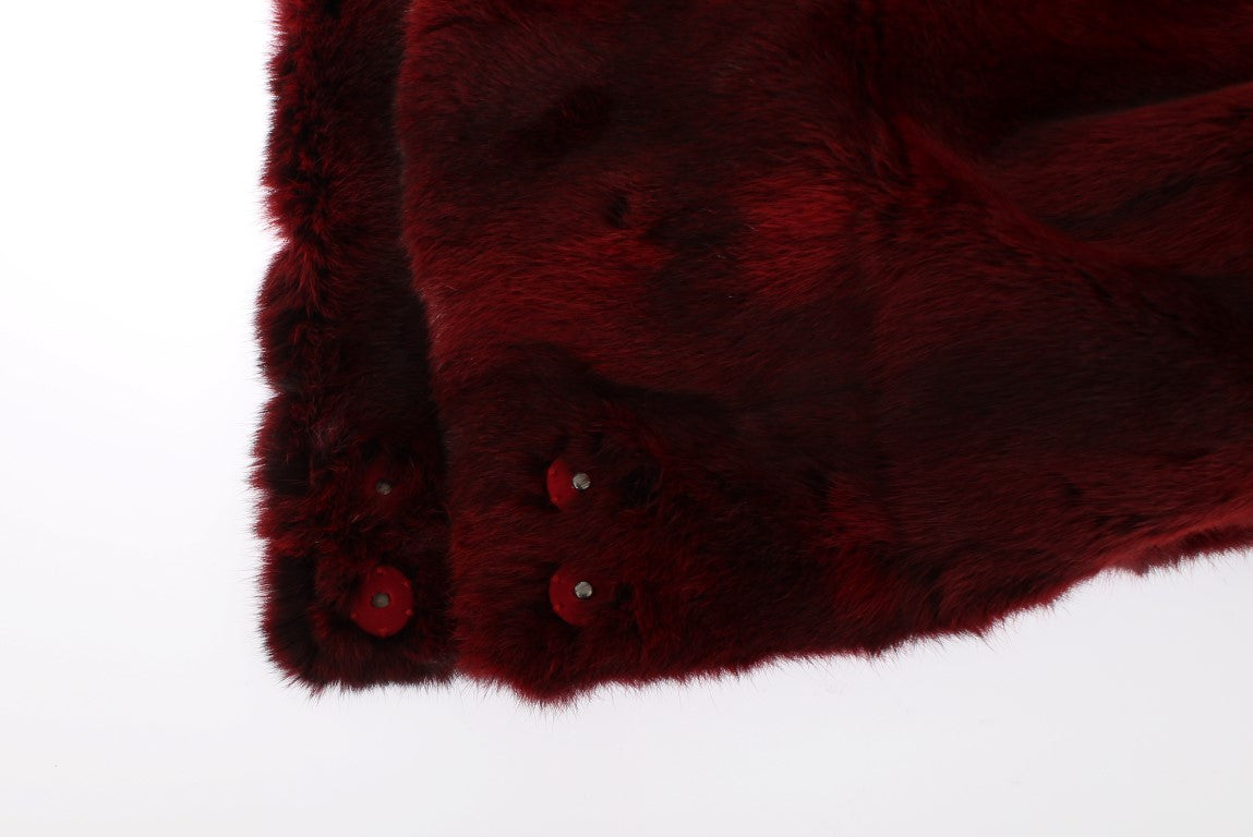Dolce & Gabbana Bordeaux Hamster Pelz Häkelkapuze Schal Mütze